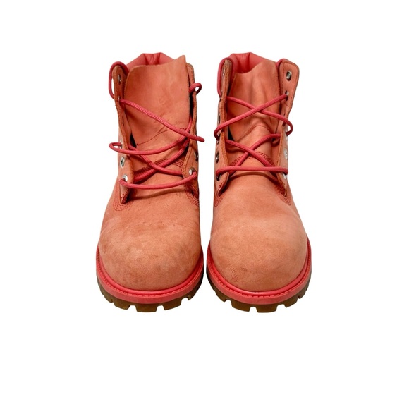 Timberland 6” Waterproof Leather Boots Junior Size 7 Pink Spiced Coral - Picture 5 of 10